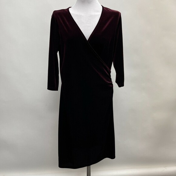 Perseption Concept Women's Body Con Dress Large Purple Maroon Velvet - Picture 1 of 9